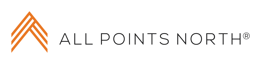 All Points North logo featuring a stylized orange mountain peak and black text, representing mental health and addiction treatment services.